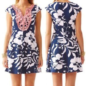 Lilly Pulitzer Women's Briella Dress Bright Navy Johnny B Fit & Flare Dress XL